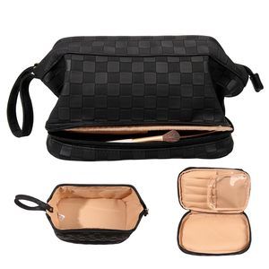 Large Makeup Bag For Women,travel Makeup Organizer With Brush Holder, Dopp Kit🙂